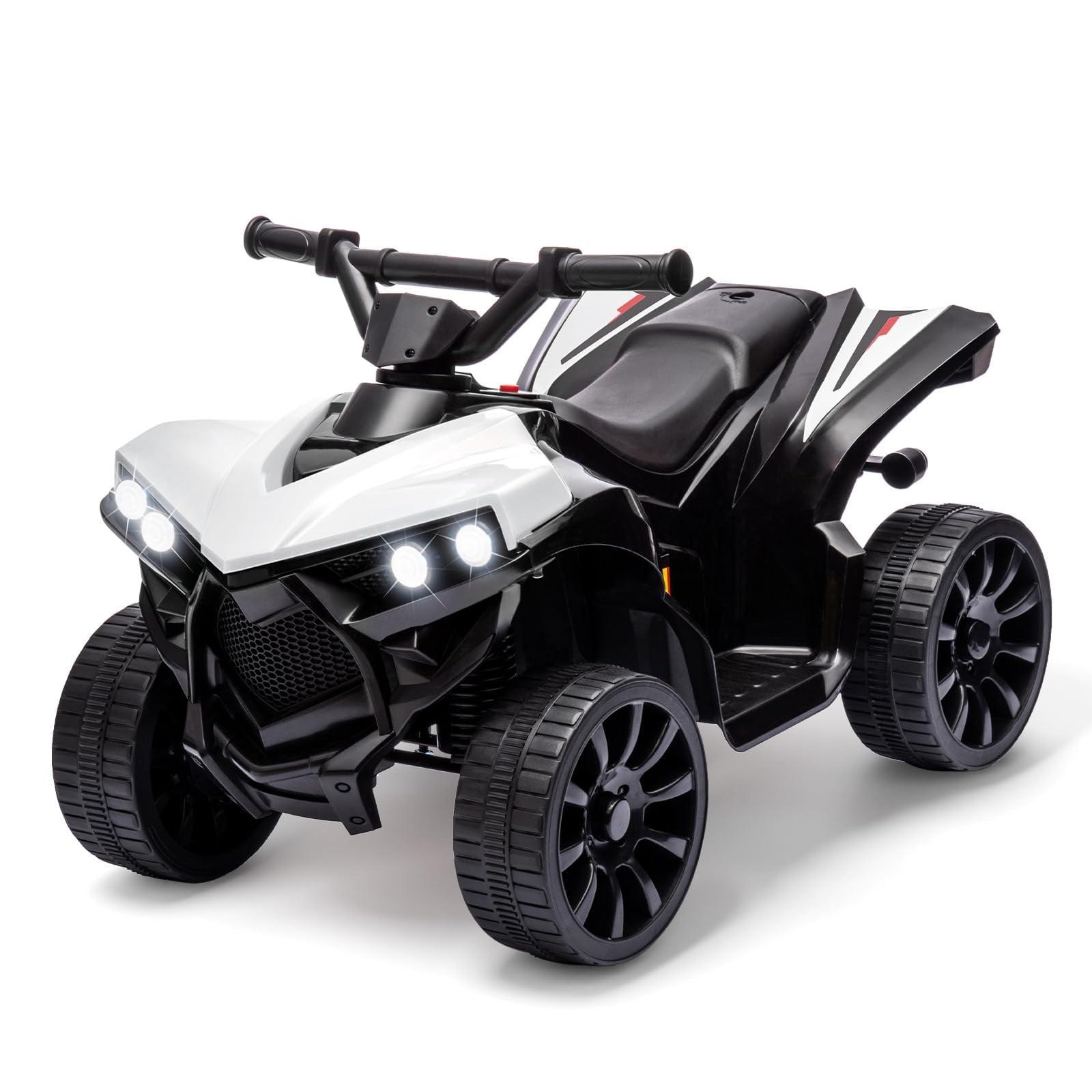 White 6V Kids Electric Quad with Wear-Resistant Wheels