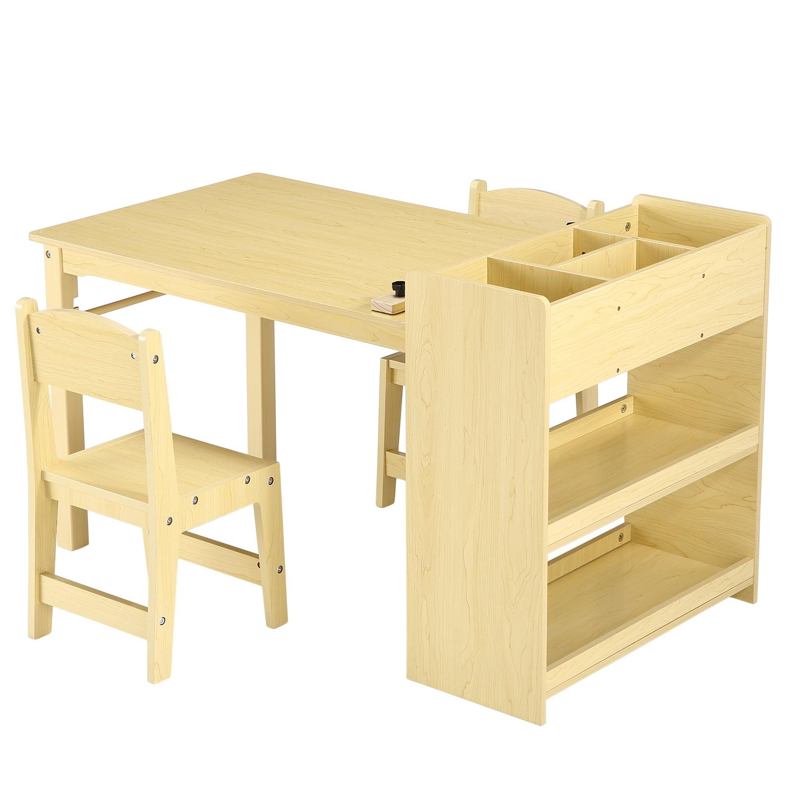 Children's Art Table Set with Chairs and Storage Shelves - Ideal for Crafting, Drawing, and Play in Nursery or Classroom