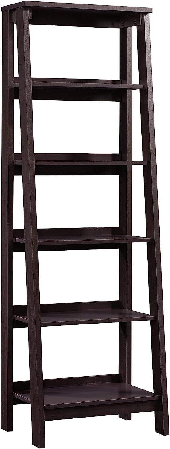 Jamocha Wood Finish 5-Shelf Ladder Bookcase