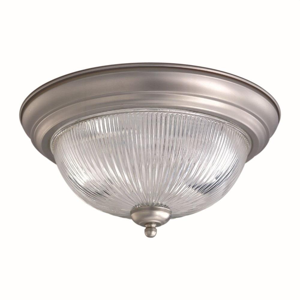 Sleek Brushed Nickel 2-Light Flush Mount with Glass Shade