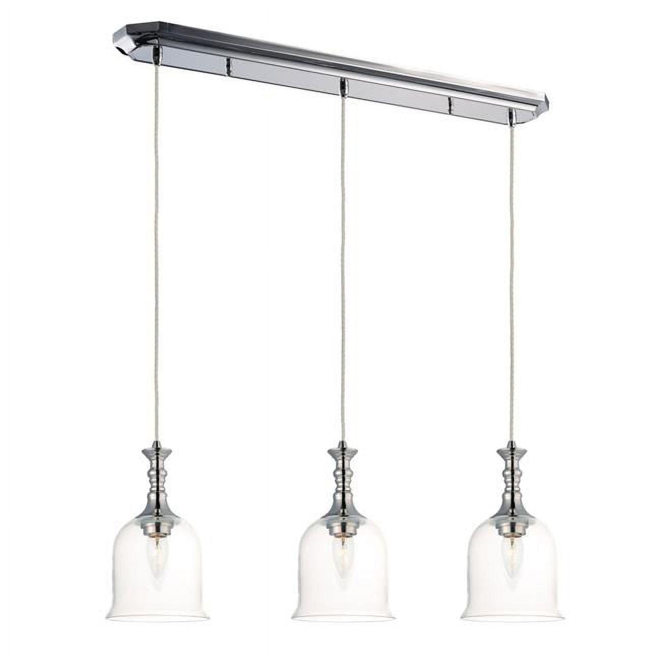 Polished Nickel 3-Light Pendant with Clear Glass Shades