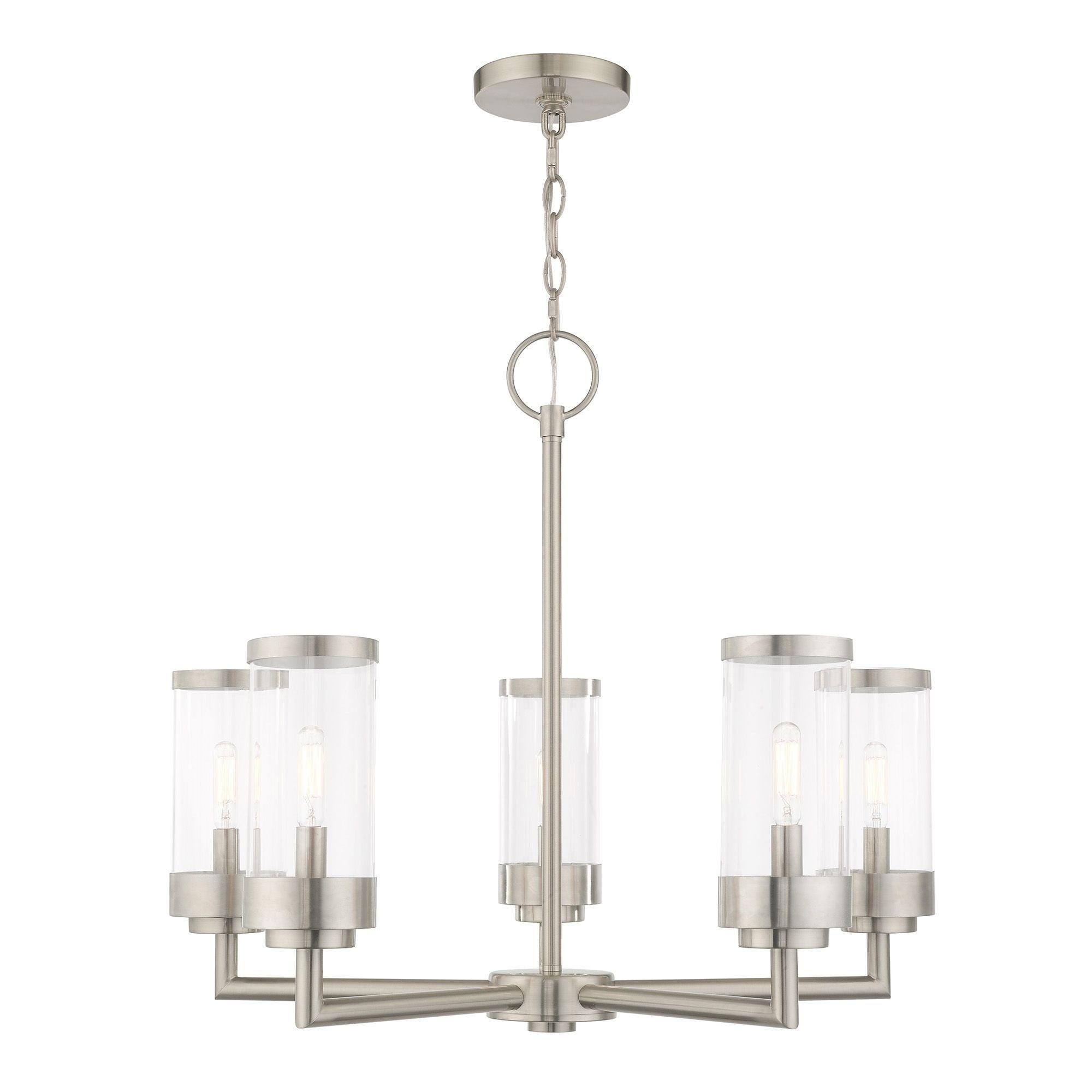 Taylen 5 - Light Stainless Steel Cylinder Chandelier
