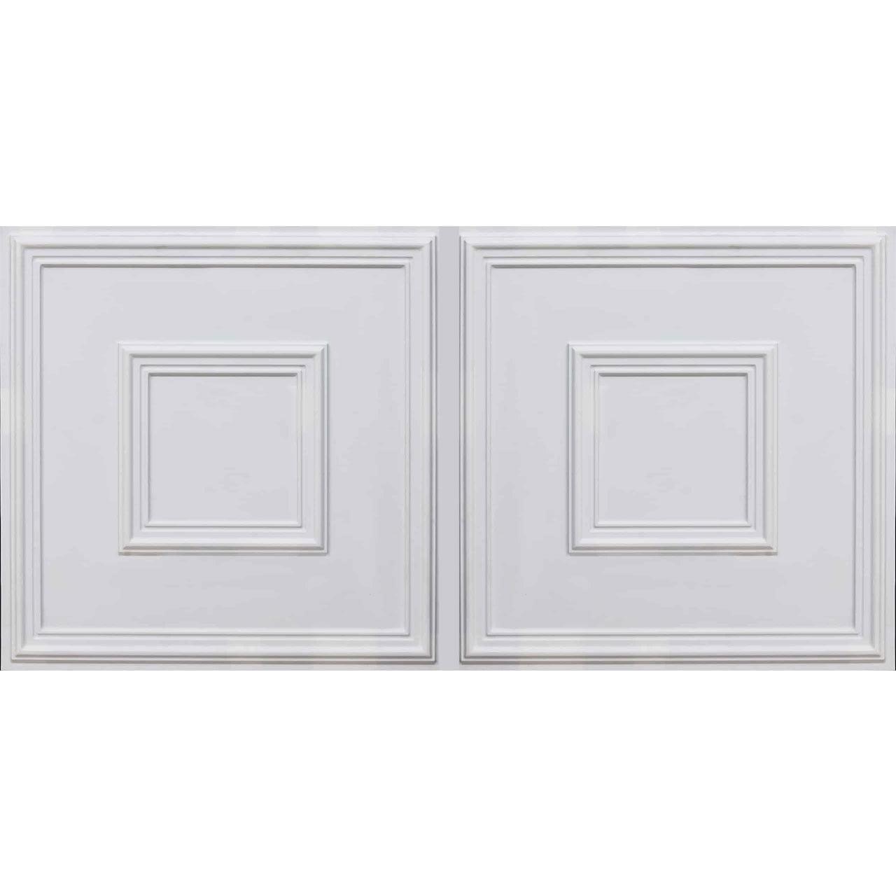 Town Square White Matte 2' x 4' PVC Faux Tin Ceiling Tile Pack