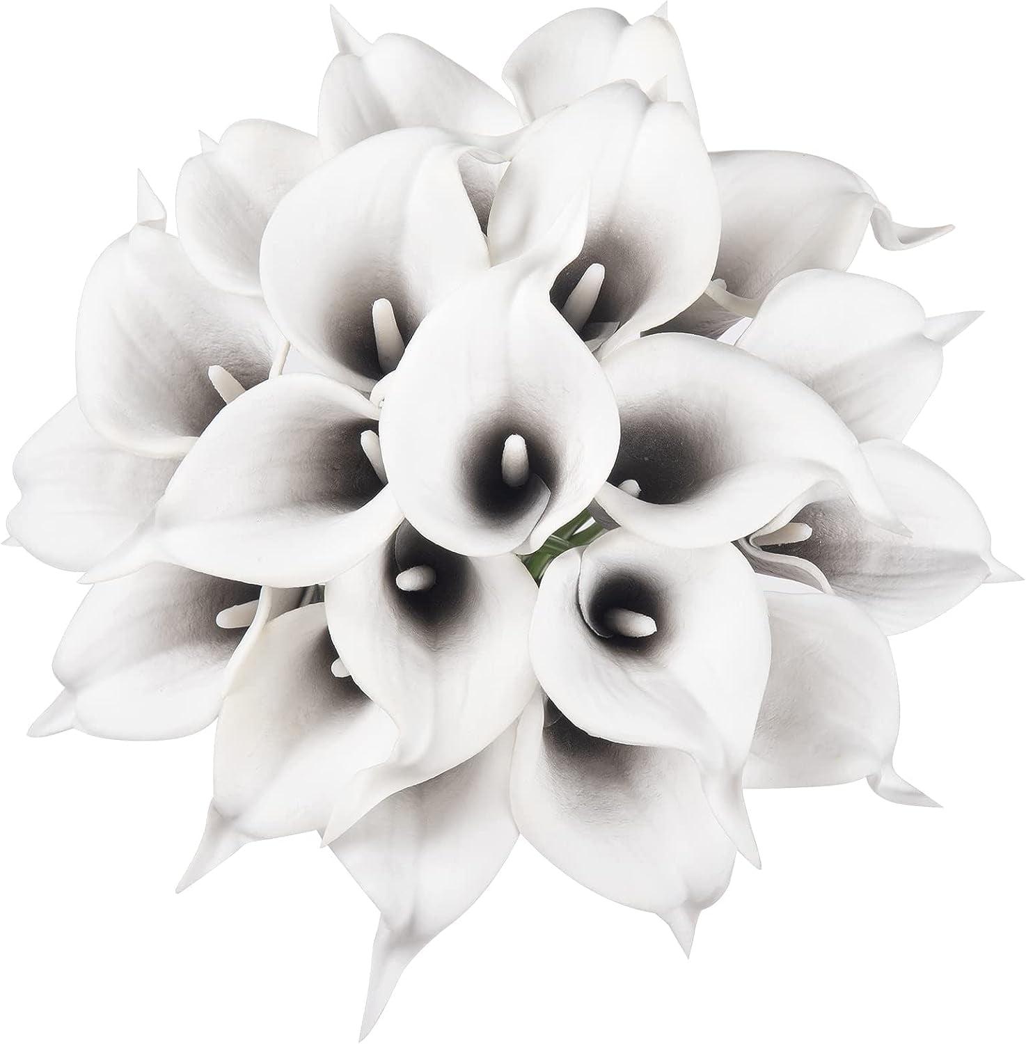 20Pcs Artificial Calla Lily Flower Real Touch Latex Flowers for DIY Wedding Bouquet Party Home Decor (Pure White) A