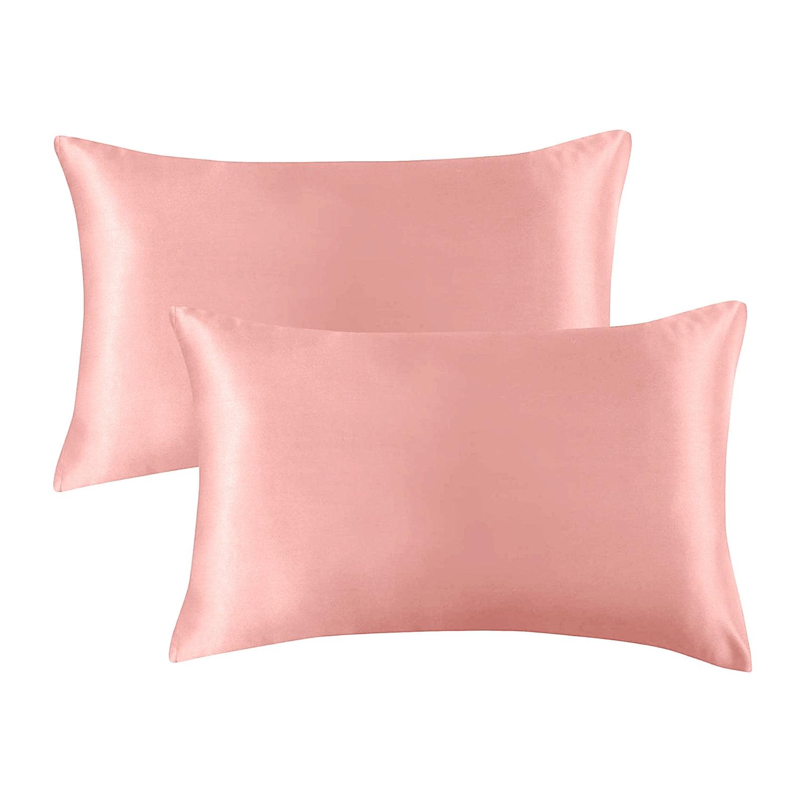 Guanhe Satin Pillowcase for Hair and Skin, Silk Pillowcase 2 Pack Standard Size with Envelop Closure, Gifts for Women Men(Pink,20”X26”,2pcs)