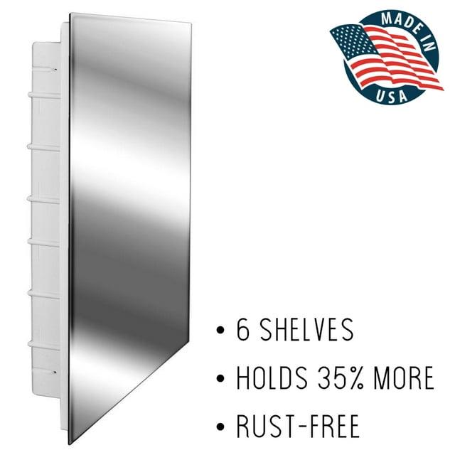 21-2-26-07 Media 16in x 26in Frameless Recessed Medicine Cabinet with 7 shelves