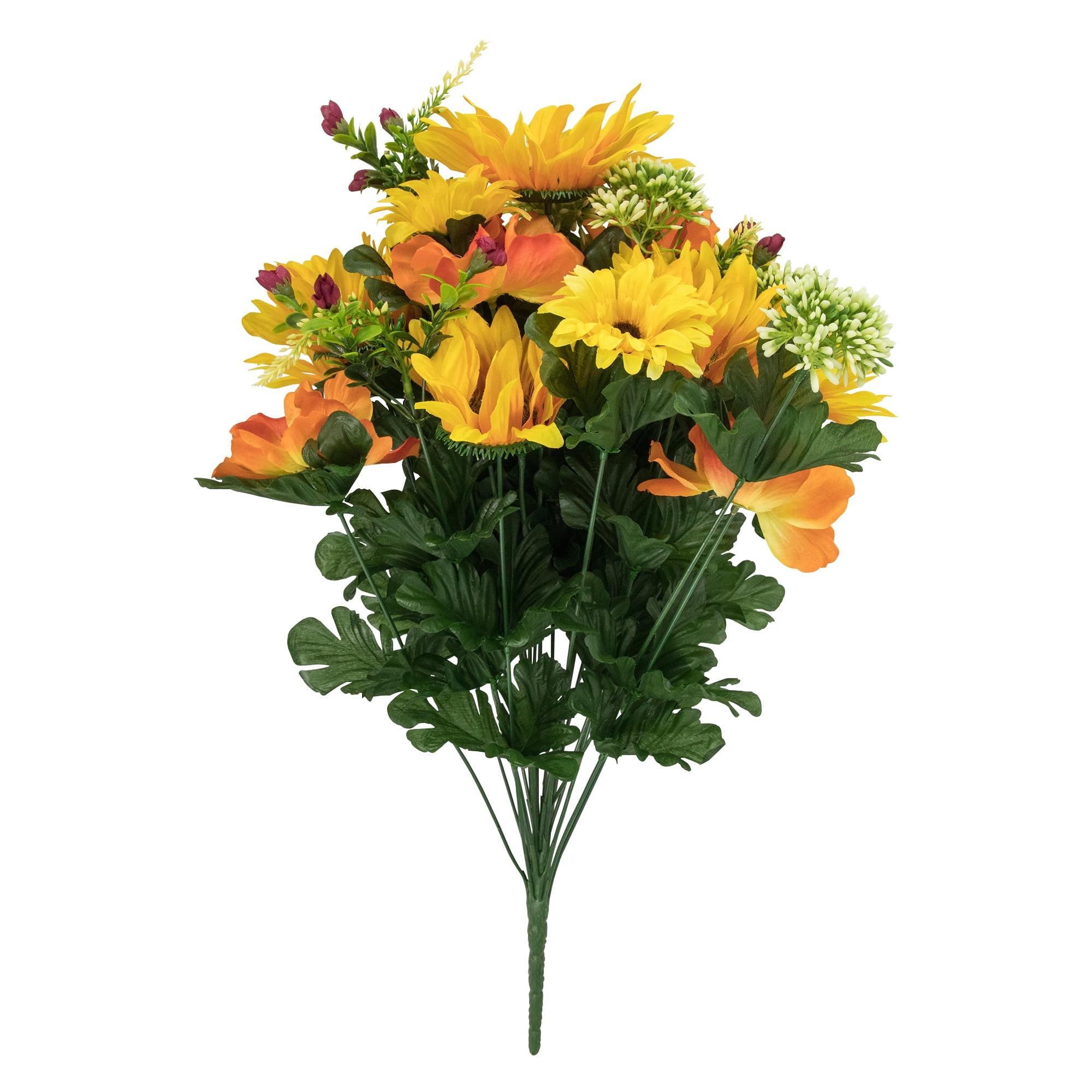 21.5" Sunflower & Daisy Silk Floral Arrangement in Yellow