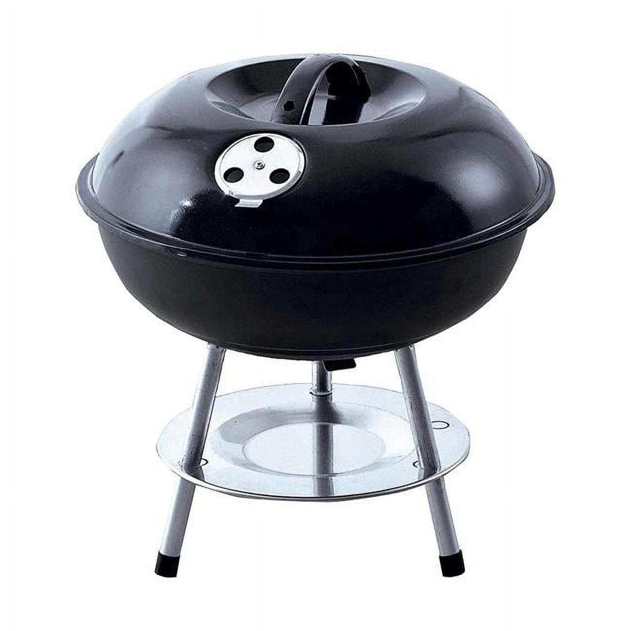 Black 14" Portable Kettle Grill with Chrome-Plated Grid