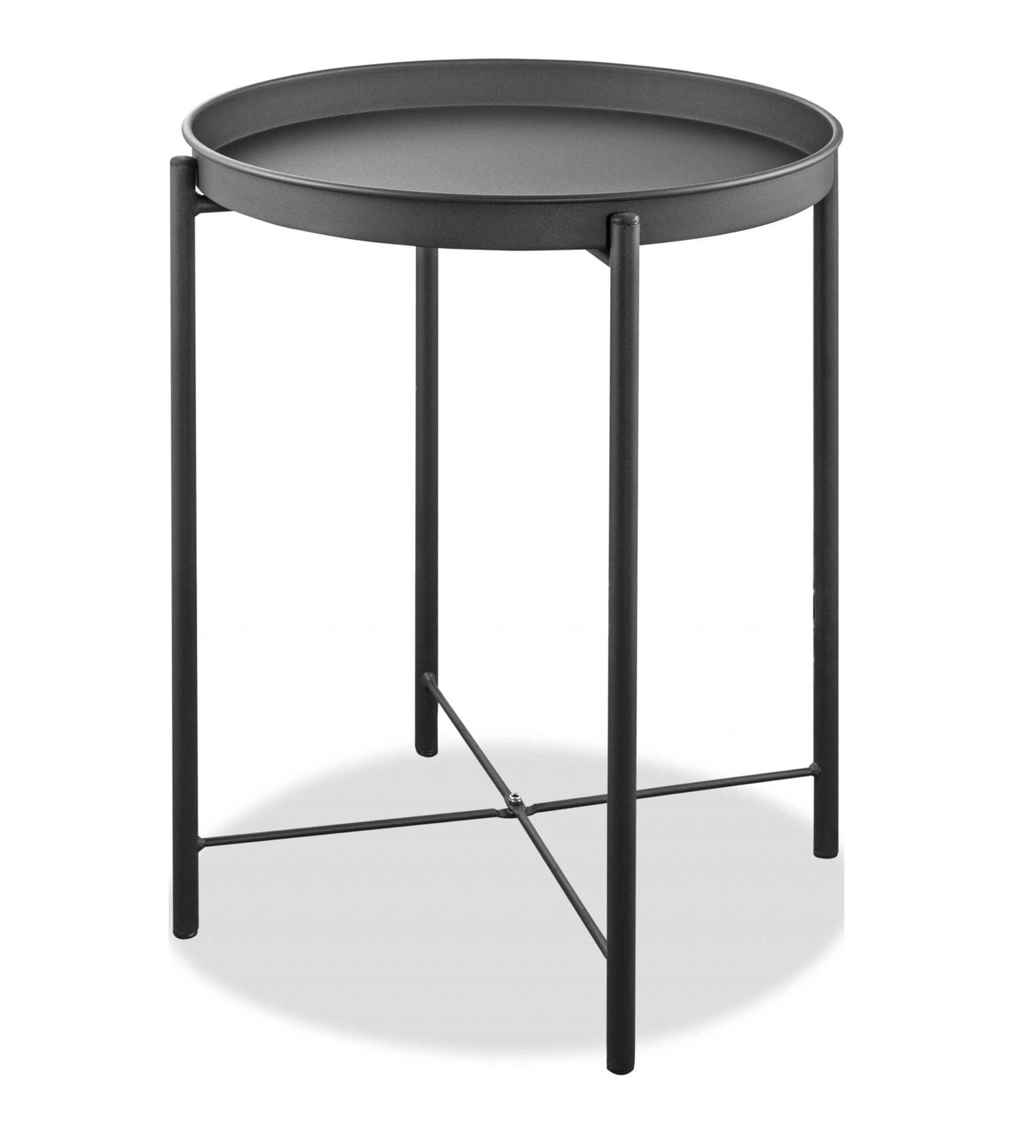 Sleek 21" Gray Aluminum Round Side Table for Outdoor Leisure