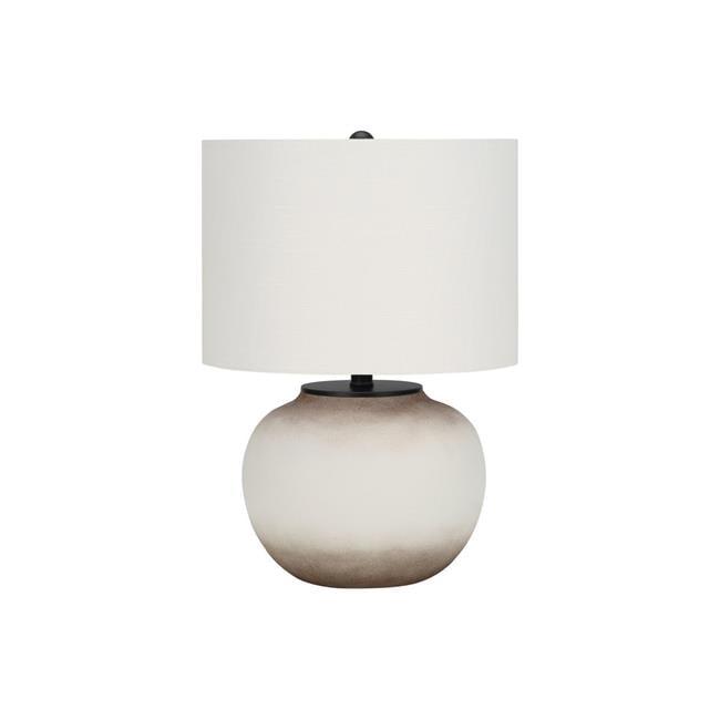 21 in. Ceramic Round Table Lamp with Cream Drum Shade, Cream