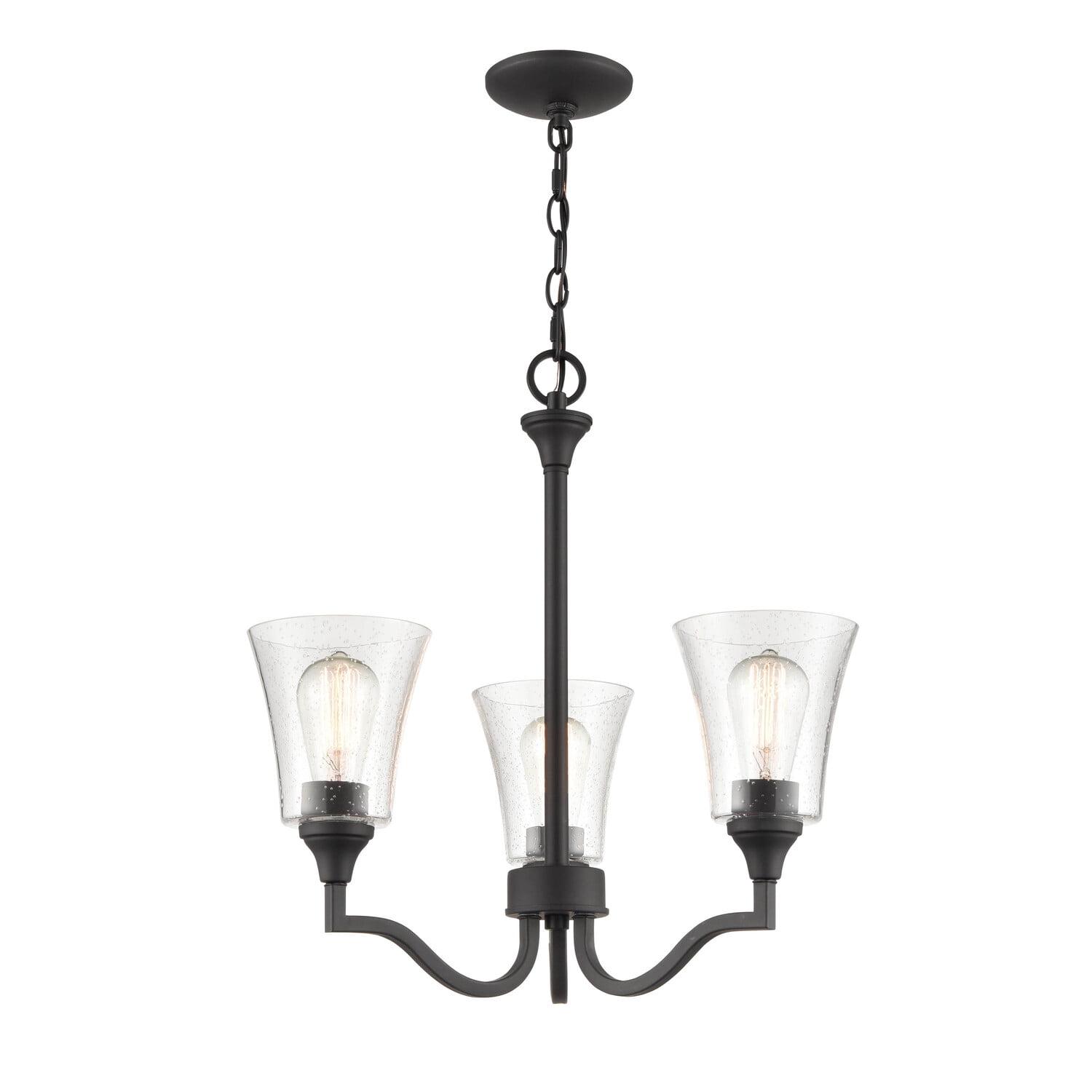 Matte Black 21" Mini Chandelier with Clear Glass Shades