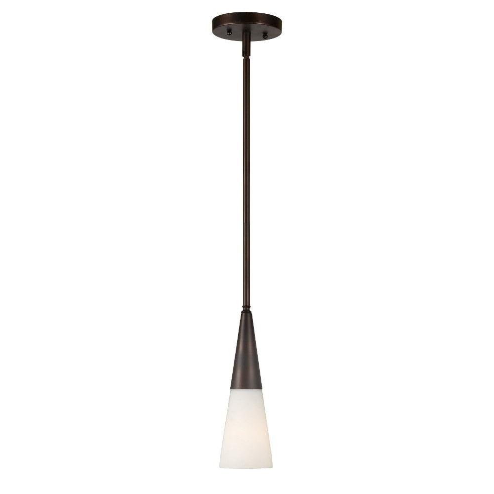 Conan Antique Bronze Mini Pendant with Satin White Glass Shade