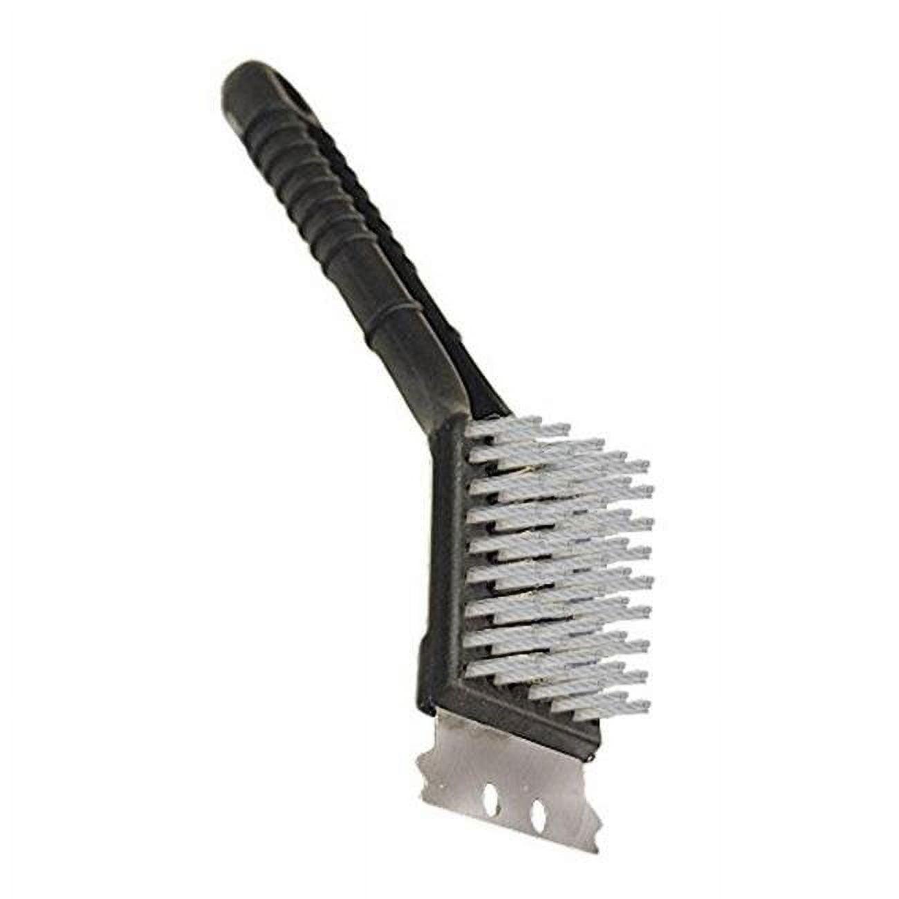 8-Inch Black Plastic Grill Brush with Stainless Steel Scraper