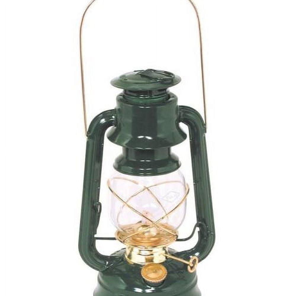 Hunter Green Metal Oil Lantern with Brass Trim