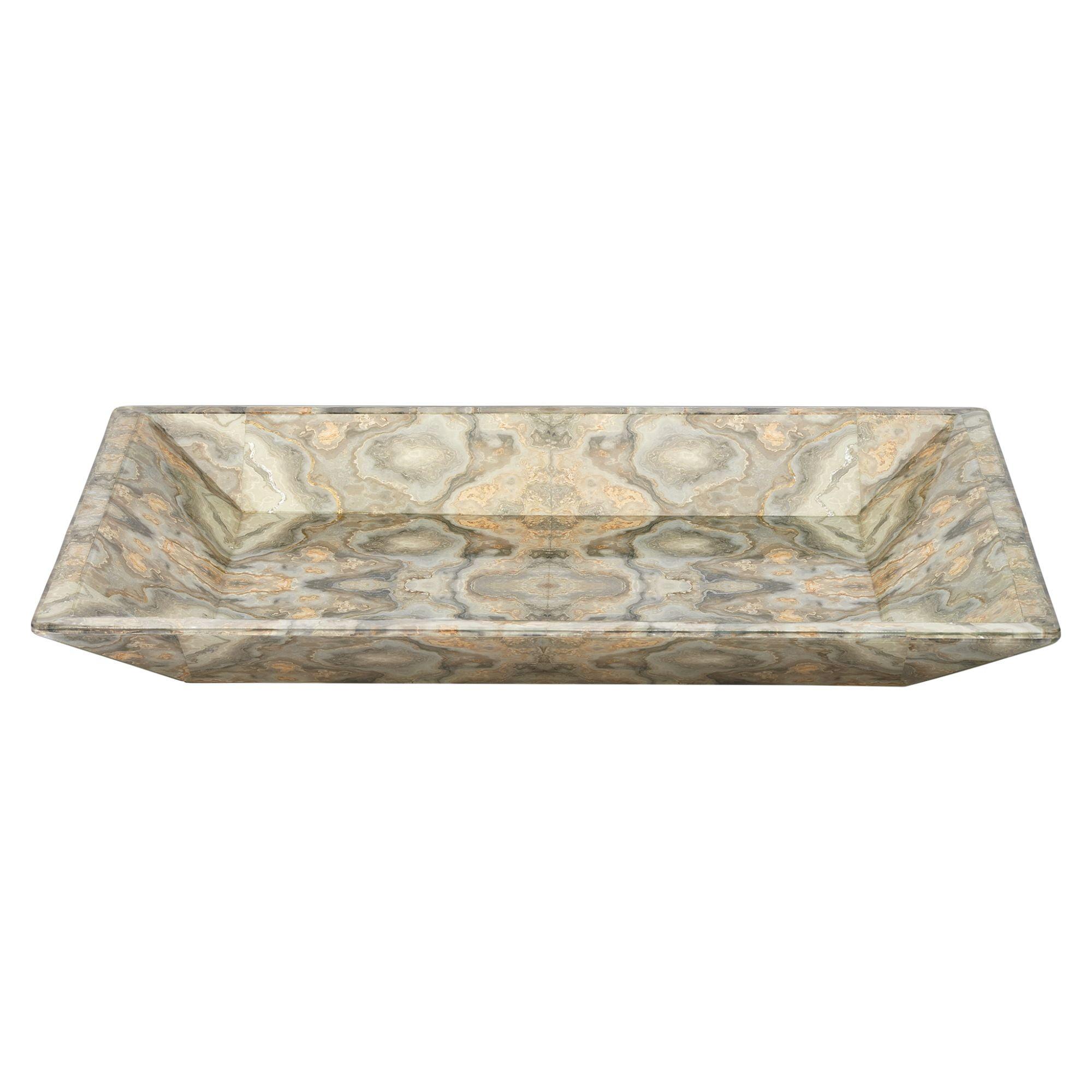 Rorschach Grey and Cream Lacquer Decorative Tray