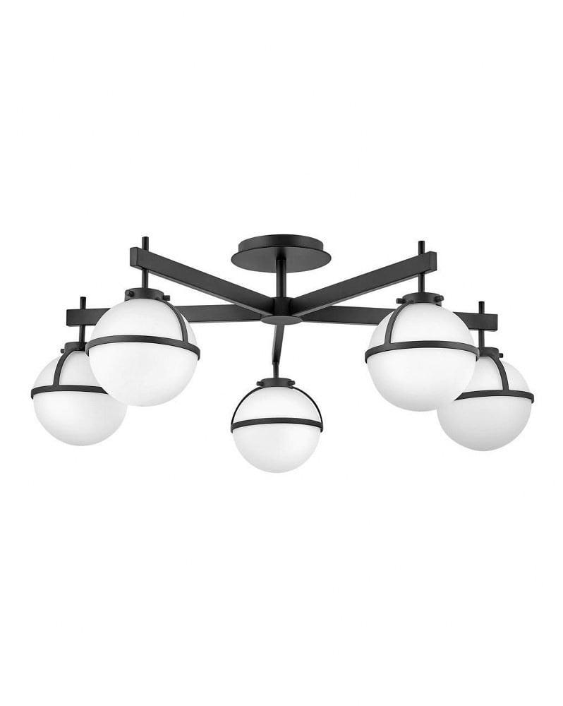 Hollis Mid-Century Orbital 5-Light LED Globe Chandelier in Black