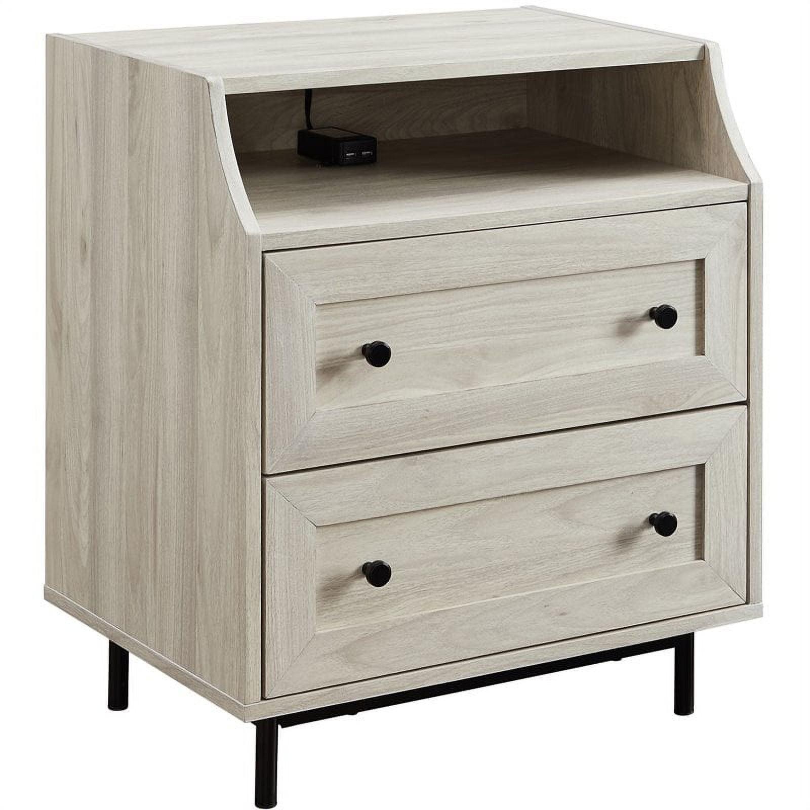 Birch Contemporary 22" Nightstand with Dual USB and Cord Management