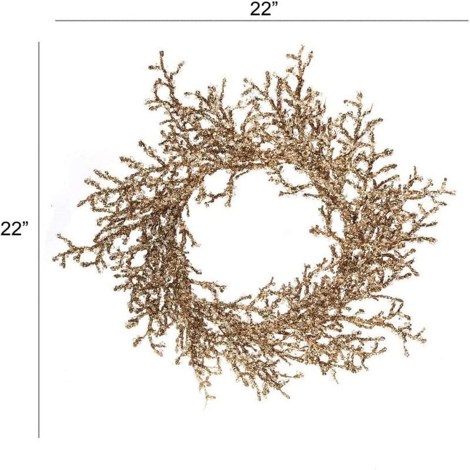 22" Gold Artificial Pine Christmas Wreath with Glitter Accents