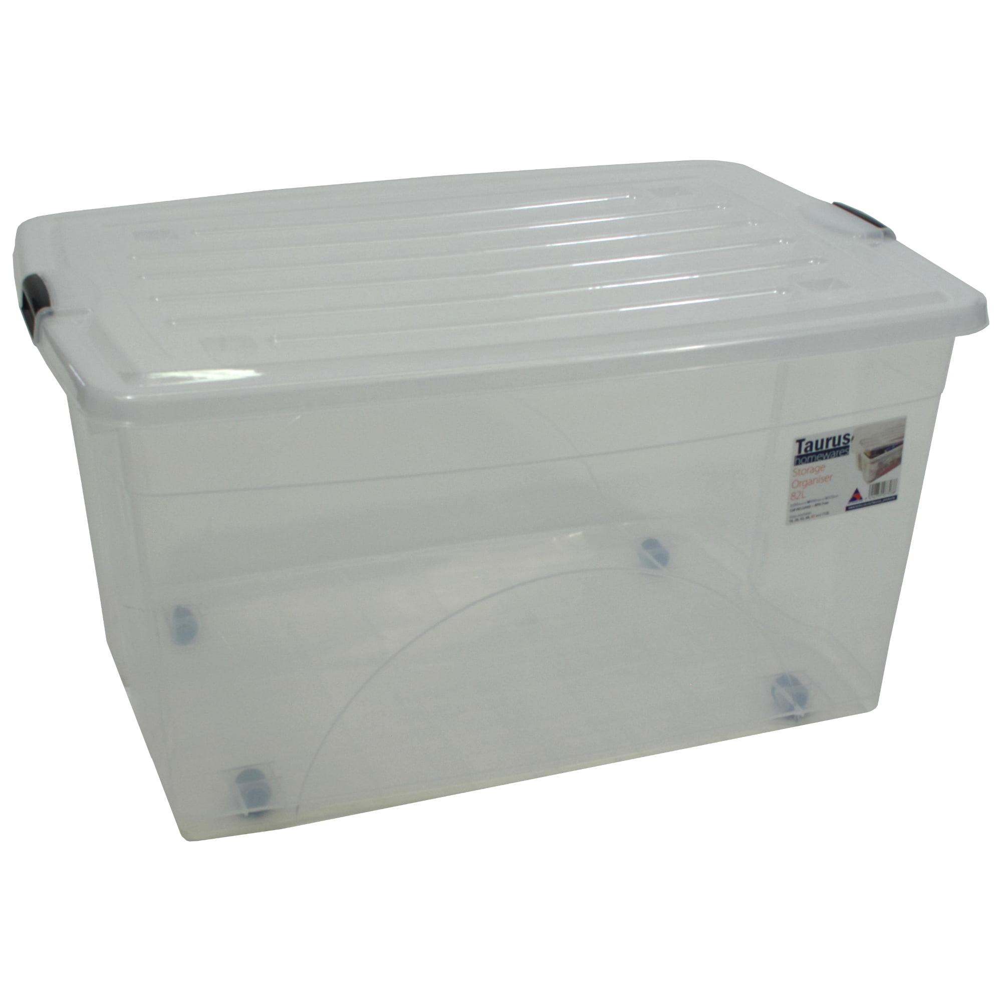 Clear 20 Gallon Stackable Plastic Storage Bin with Wheels