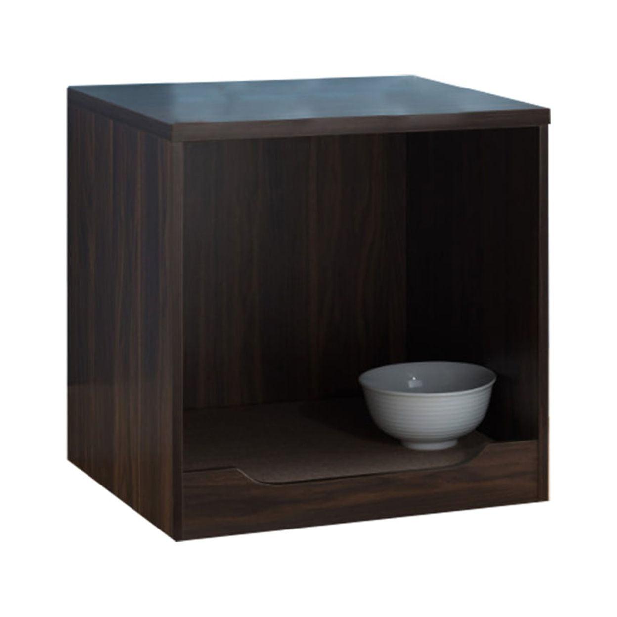 Transitional Dark Walnut Solid Wood Pet End Table with Mat 22"