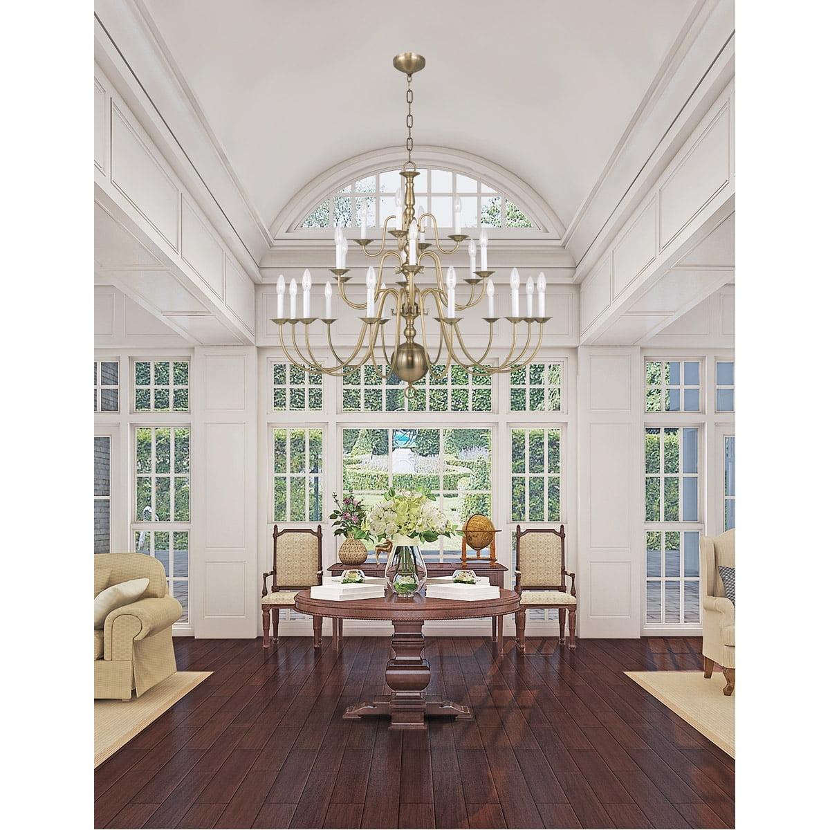 Livex Lighting Williamsburgh 22 - Light Chandelier in  Antique Brass