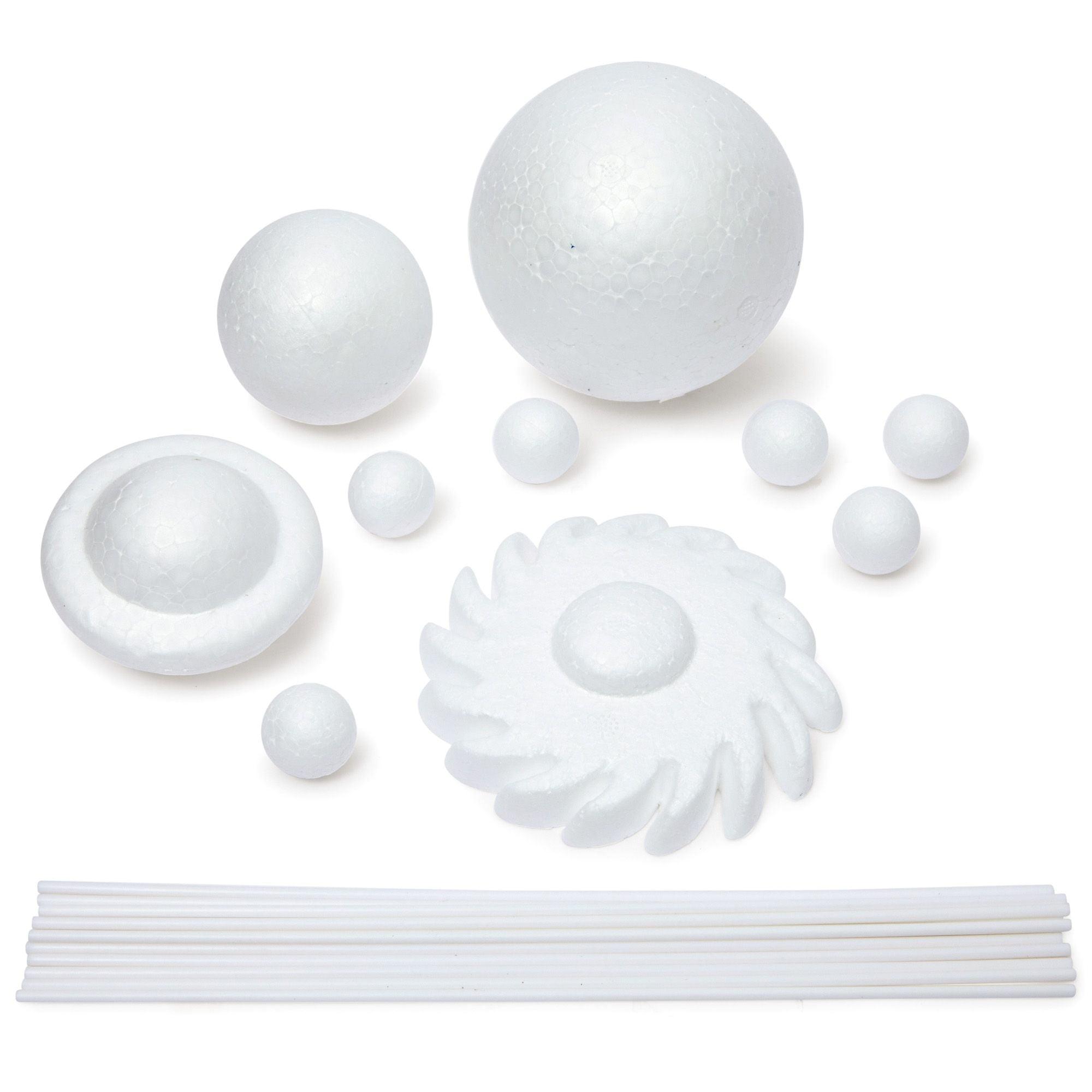 Genie Crafts 22 Piece 3D Solar System Model Kit for Crafts, Outer Space Science Projects, White Foam Balls and Dowels Included