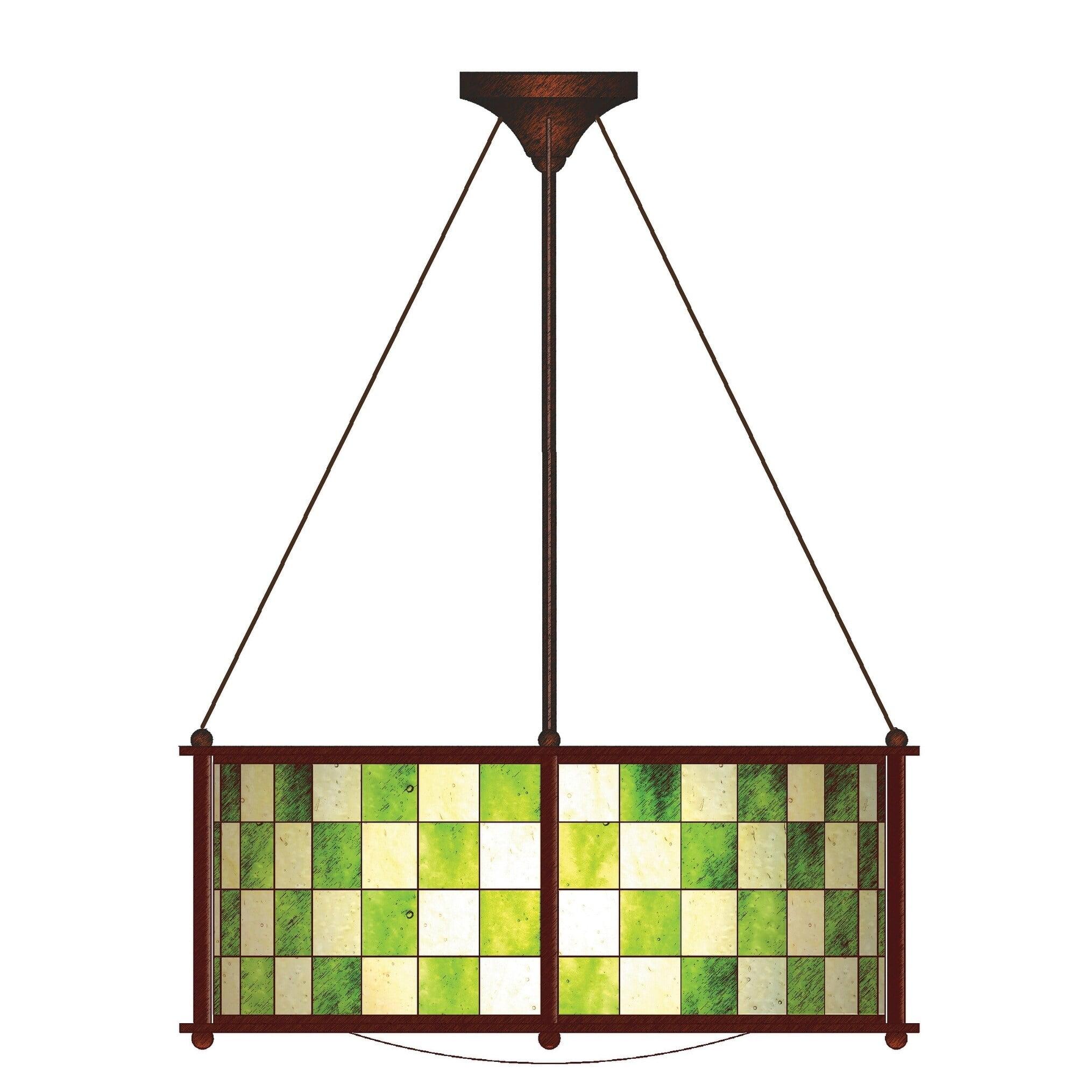 Utopia Plaza 3-Light Mahogany Bronze Pendant with Stained Glass