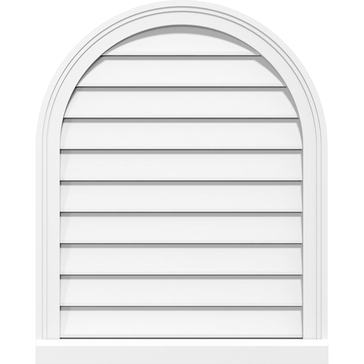 22"W x 36"H White PVC Round Top Gable Vent with Brickmould Sill