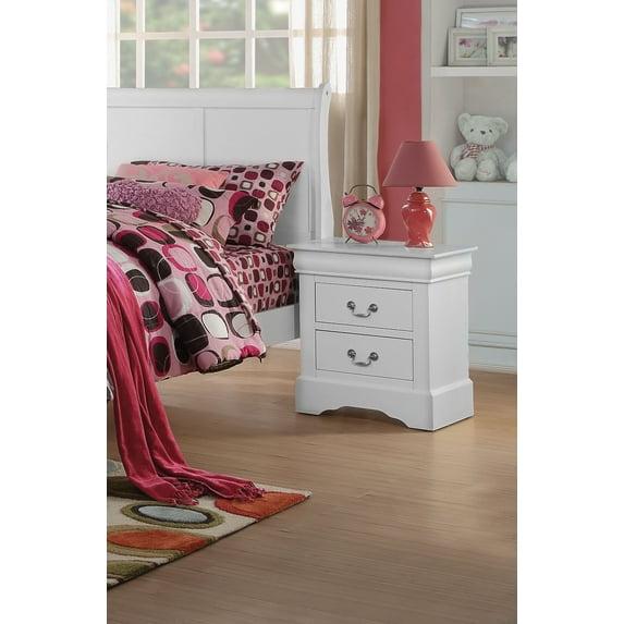 Hassch Wooden Nightstand with 2 Storage Drawers Mid-Century Accent Bedside Table for Bedroom Living Room, White