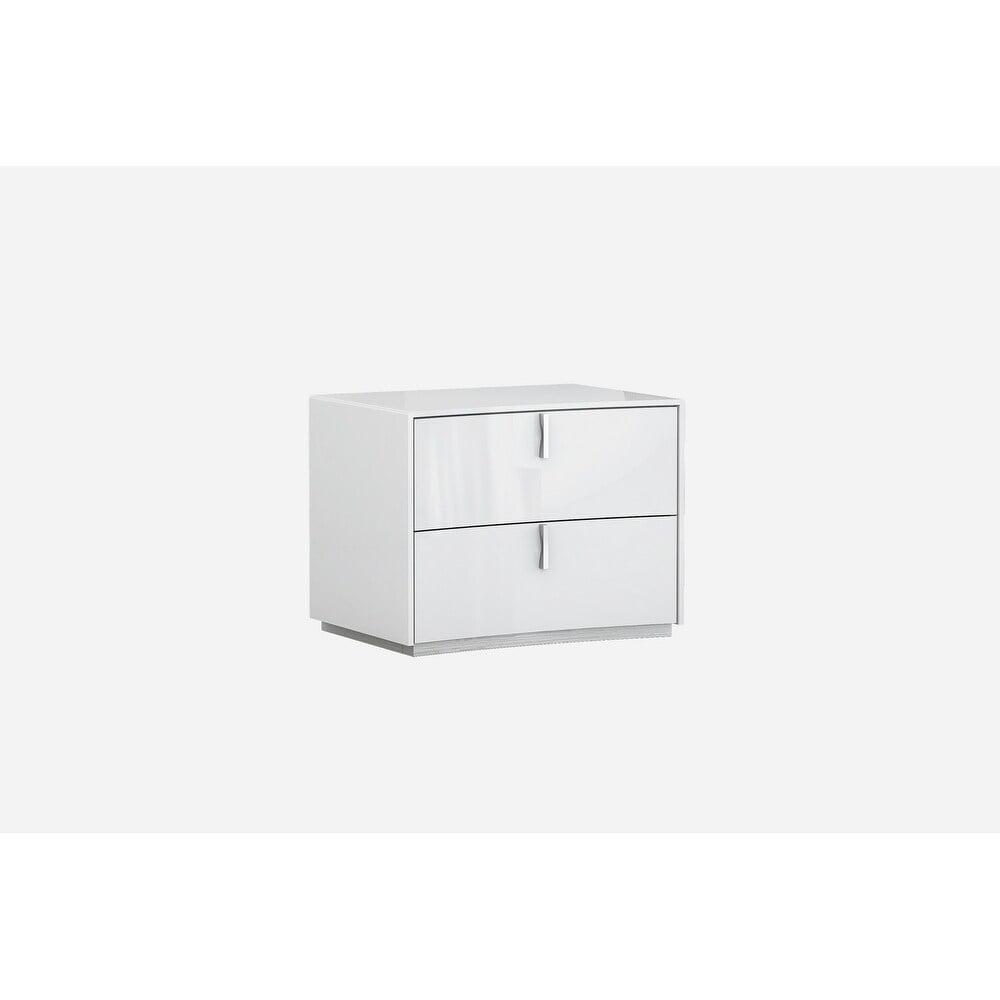 Modern White 2-Drawer Nightstand in Manufactured Wood