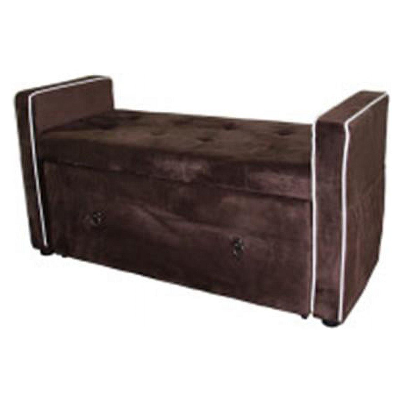 Elegant Brown Suede 42" Storage Bench with Comfort Drawer