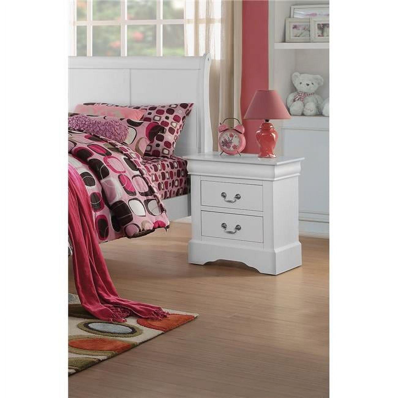 Philippe III Transitional 2-Drawer White Nightstand