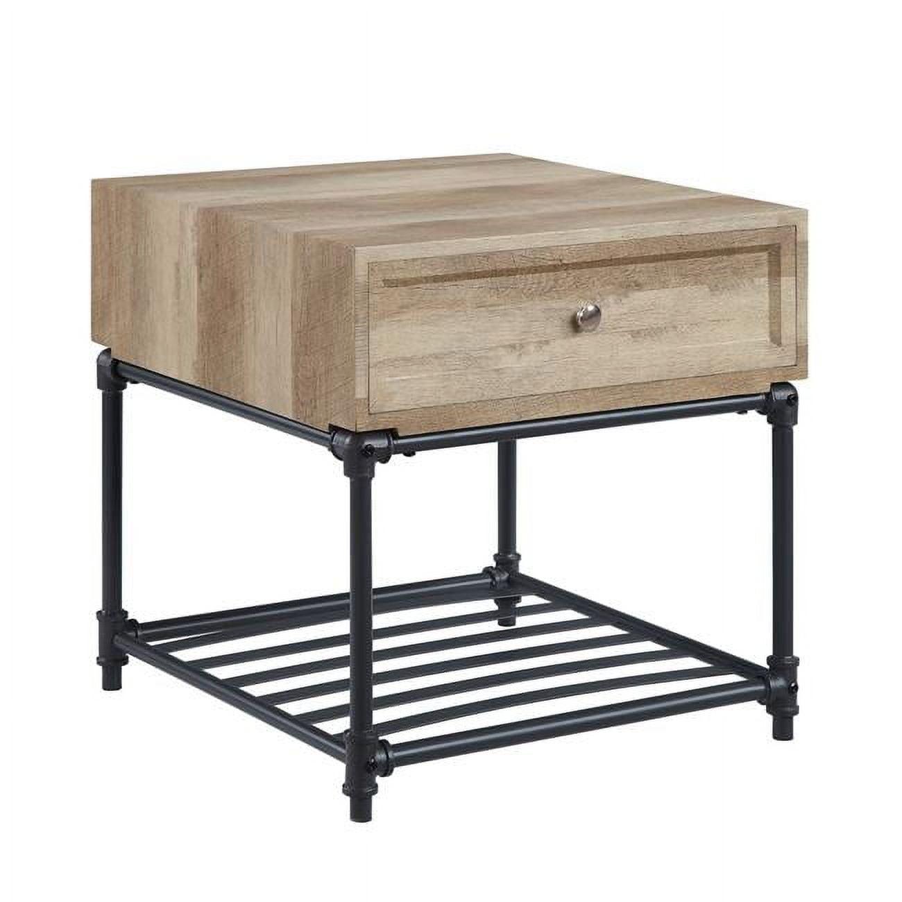 Brantley 22&#34; Drawer and 1 Tier Shelf Accent Tables Oak and Sandy Black - Acme Furniture