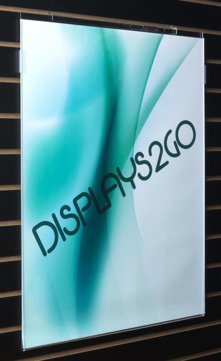 22 x 28 Clear Acrylic Poster Frame for Slatwall, Fits Most Slotted Wall Panels, Frameless Design (SLP2228)