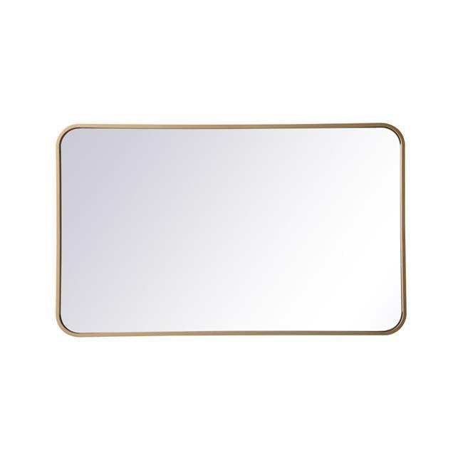 Elegant Lighting Soft corner metal rectangular mirror 22x36 inch in Brass