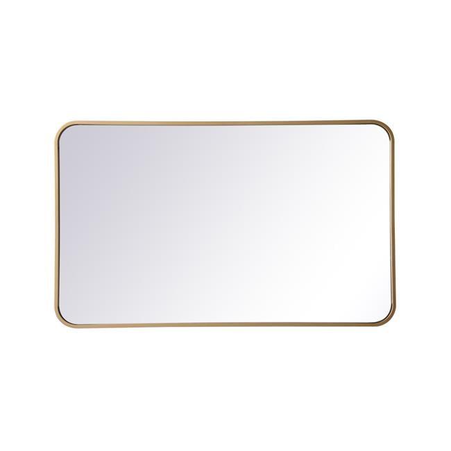Elegant Lighting Soft corner metal rectangular mirror 22x36 inch in Brass