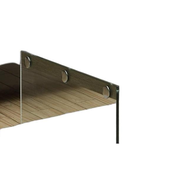 22" x 44" x 16" Dark Taupe  Tempered Glass  Coffee Table