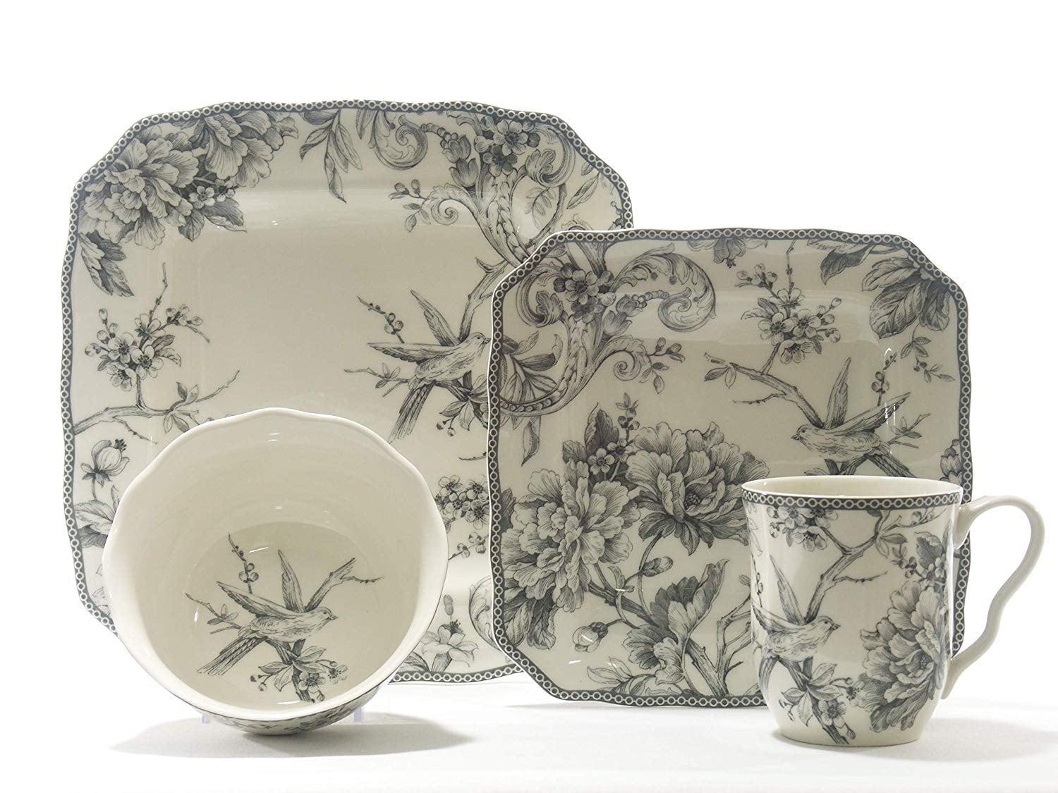 222 Fifth 222 Fifth Adelaide 16-Piece Porcelain Floral Dinnerware Set - Service For 4