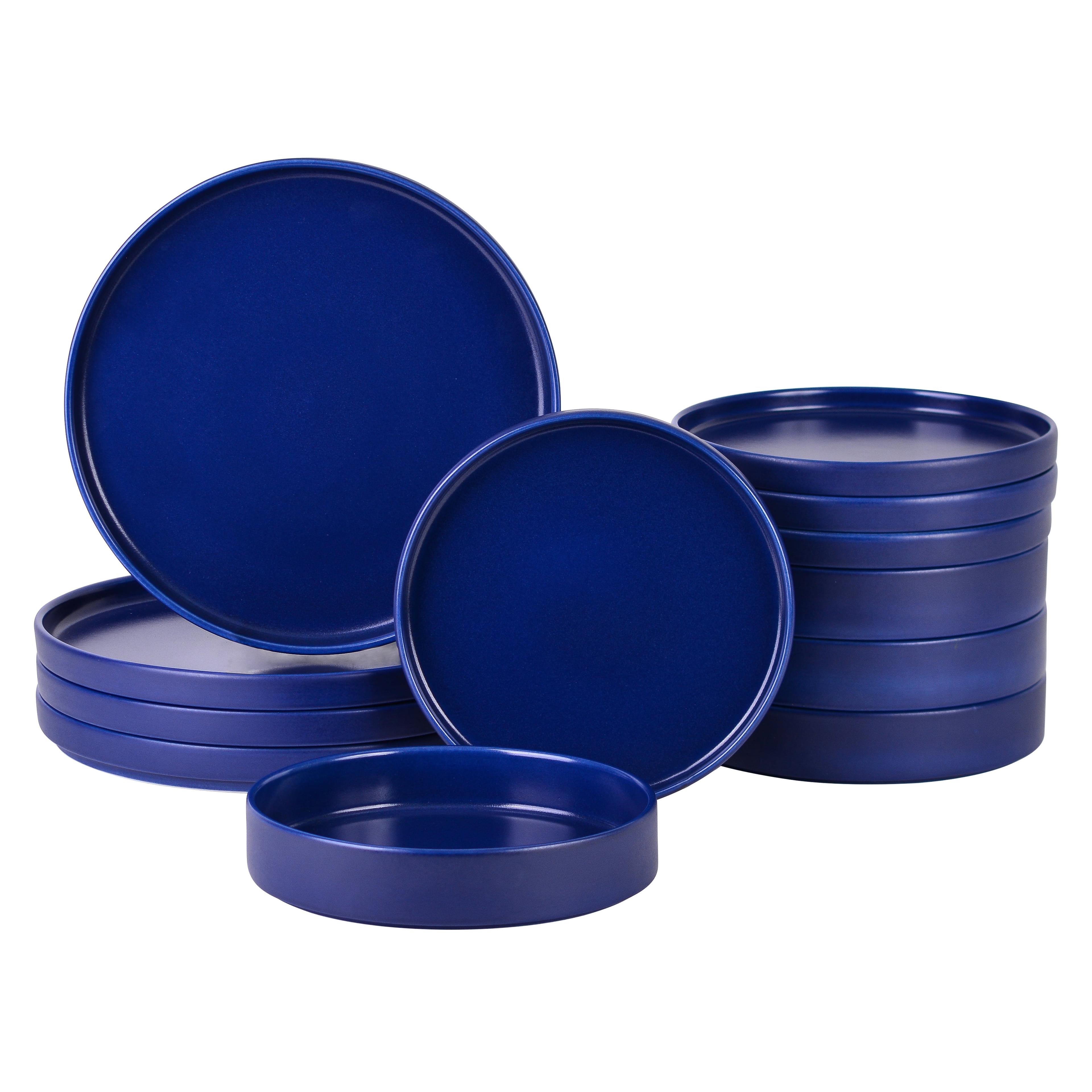 Kaden Blue Porcelain 12-Piece Dinnerware Set for 4