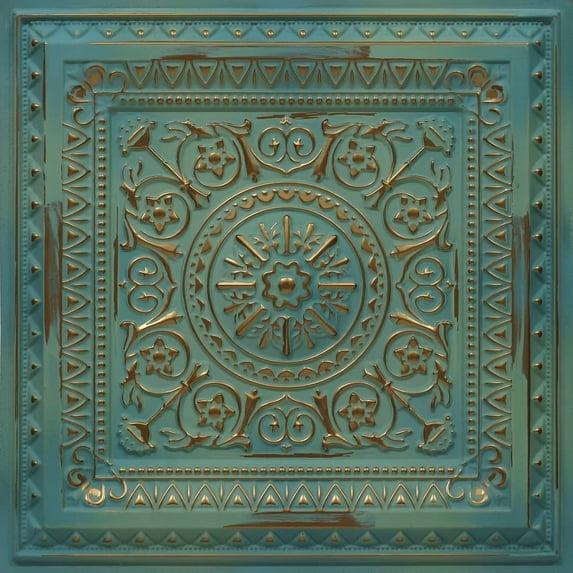 Marseille 24'' W Textured PVC Drop-In Ceiling Tile In Antique Gold