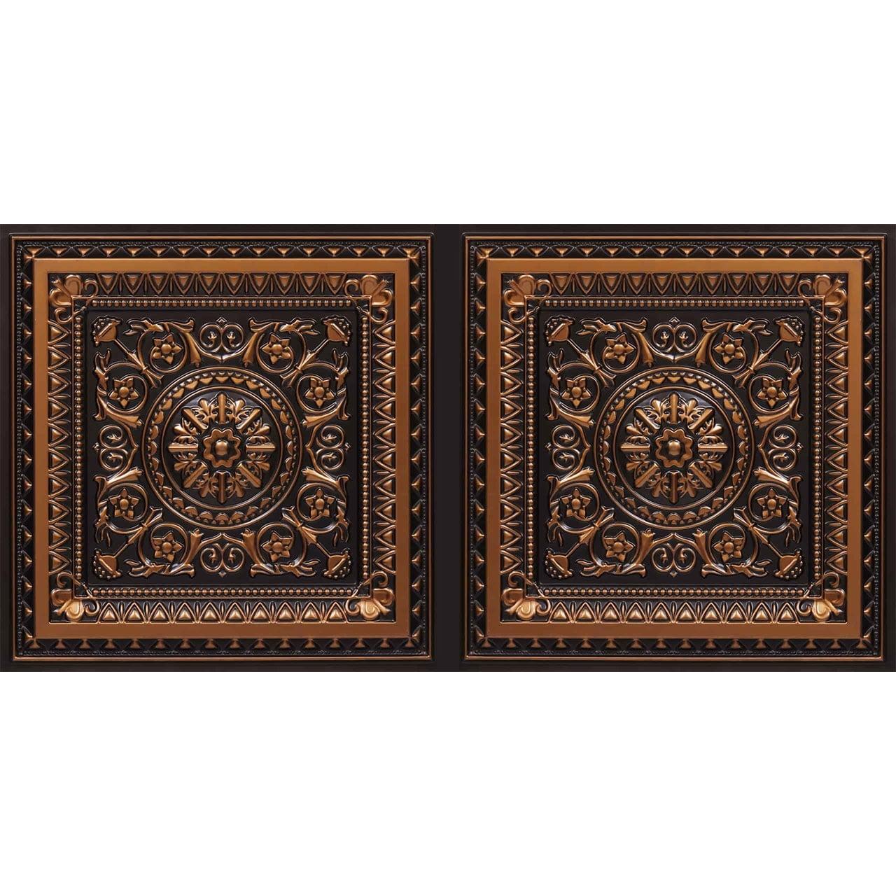 Marseille 24'' W Textured PVC Drop-In Ceiling Tile In Antique Gold