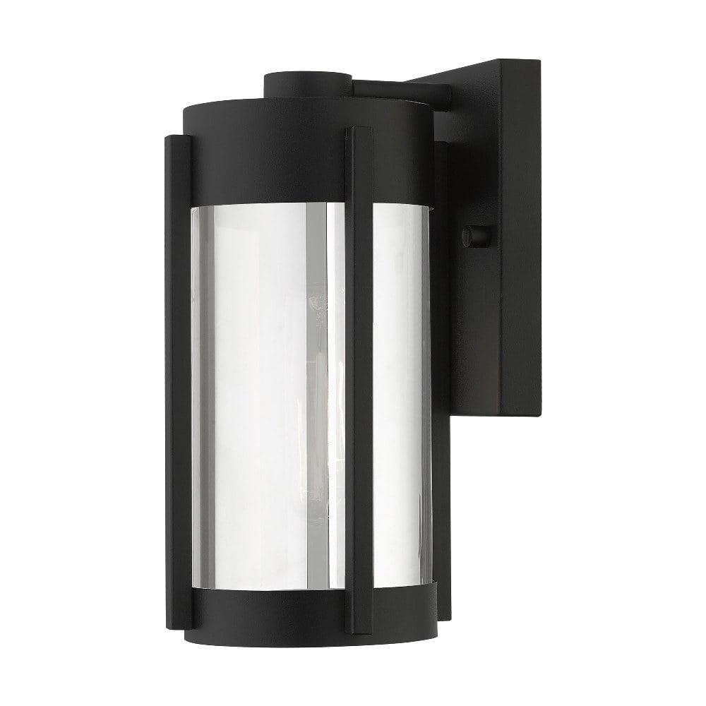 22380-04-Livex Lighting-Sheridan - One Light Outdoor Wall Lantern Black/Brushed Nickel Finish with