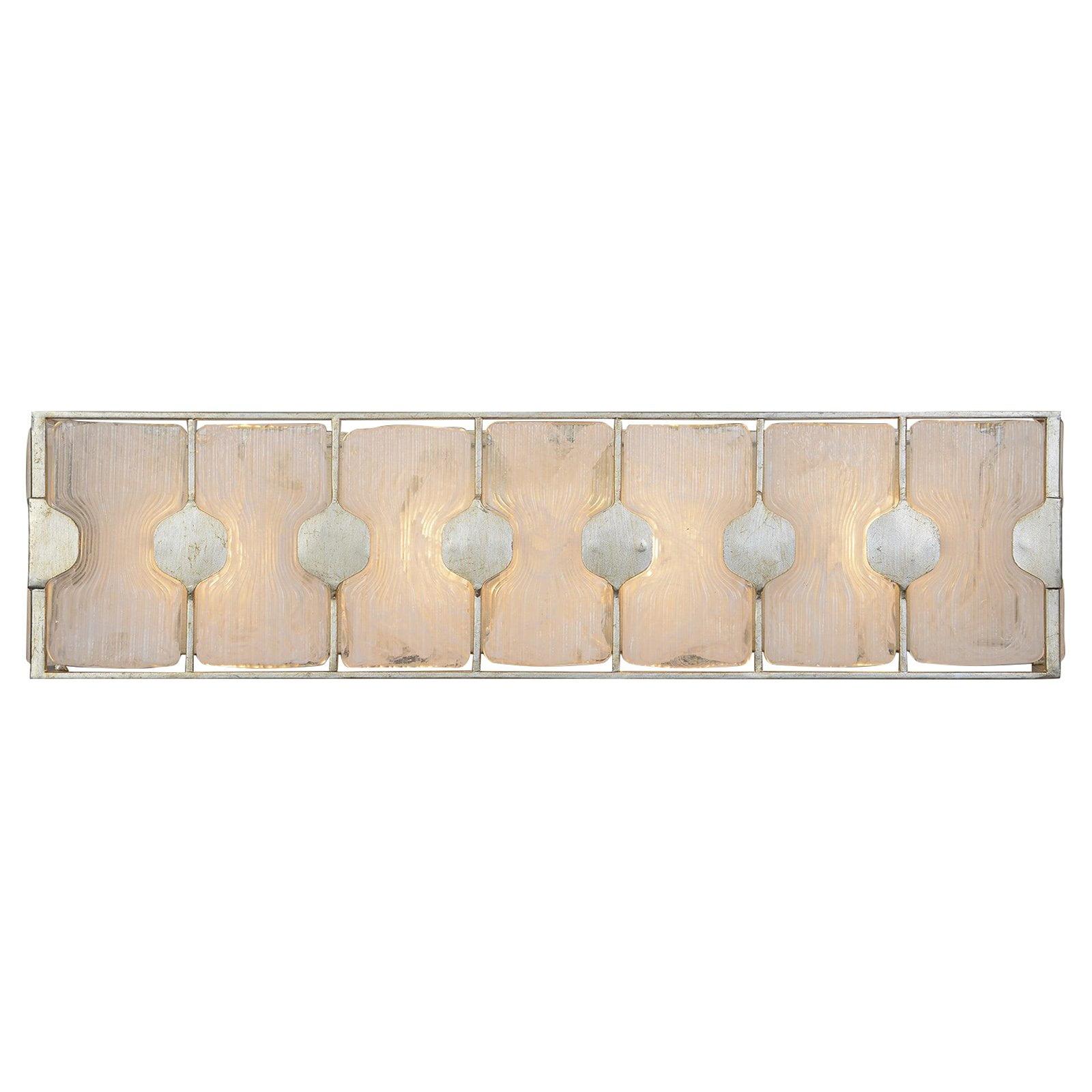 Elegant Silver Leaf 4-Light Vanity Fixture with White Swirl Glass