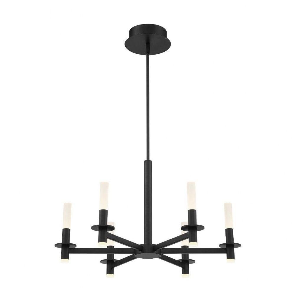 Matte Black 6-Light LED Chandelier with Frosted Acrylic Shades