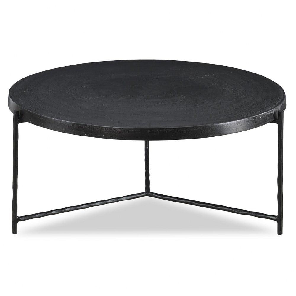 Logan 36" Black Metal Round Coffee Table