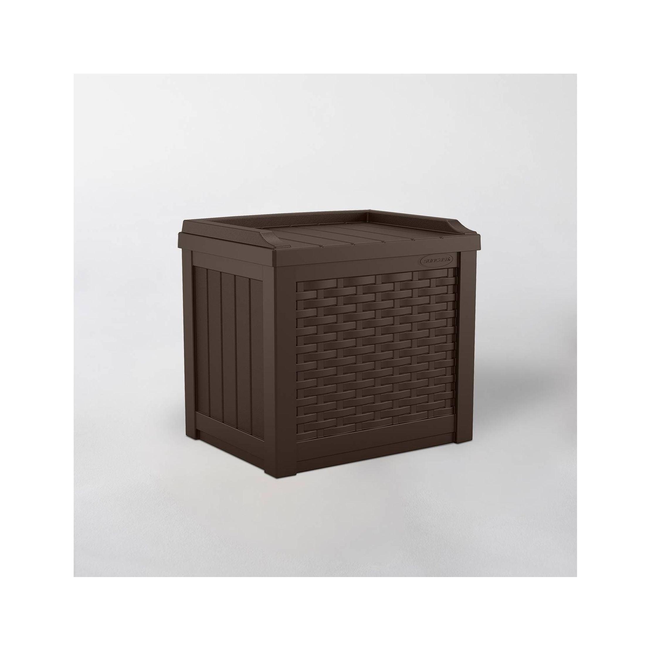 Java Brown Resin Wicker 22 Gallon Deck Box with Seat