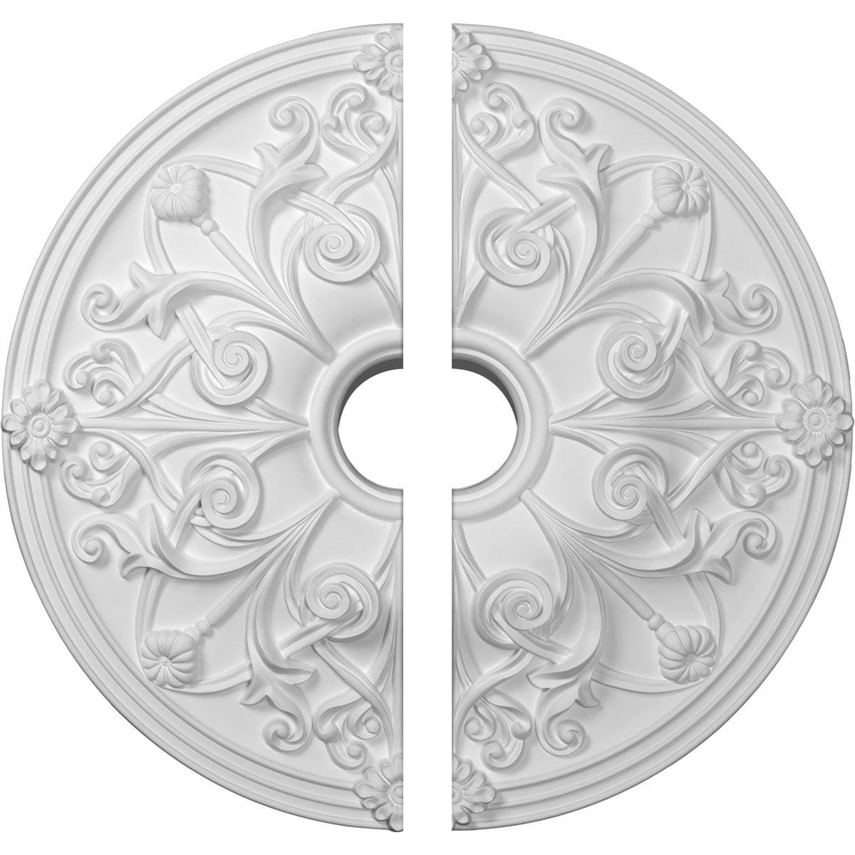 Ekena Millwork Endurathane Jamie Ceiling Medallion, 23 5/8"OD x 3 7/8"ID x 2 1/8"P (Fits Canopies up to 3 7/8"), Two Piece, Factory Primed CM23JA2
