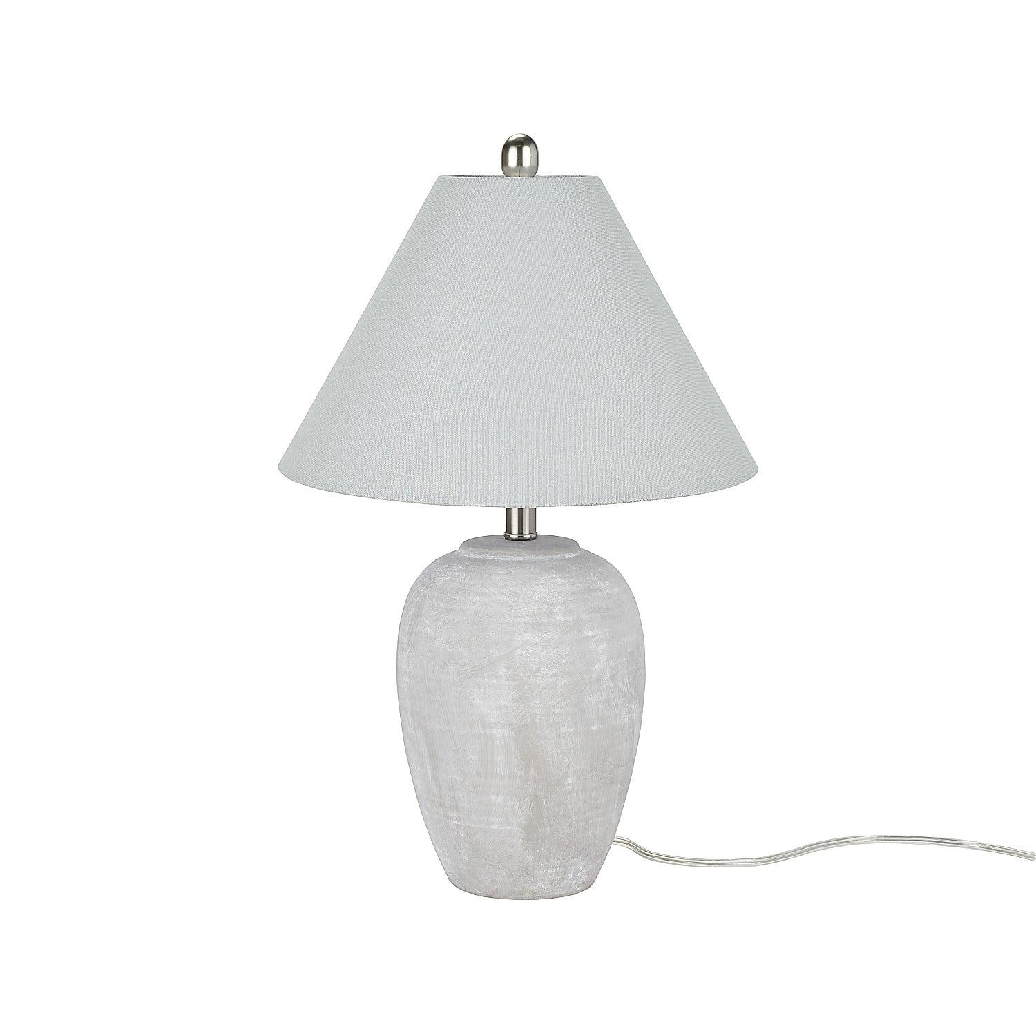 23" Grey Unglazed Ceramic Jar Table Lamp with White Shade