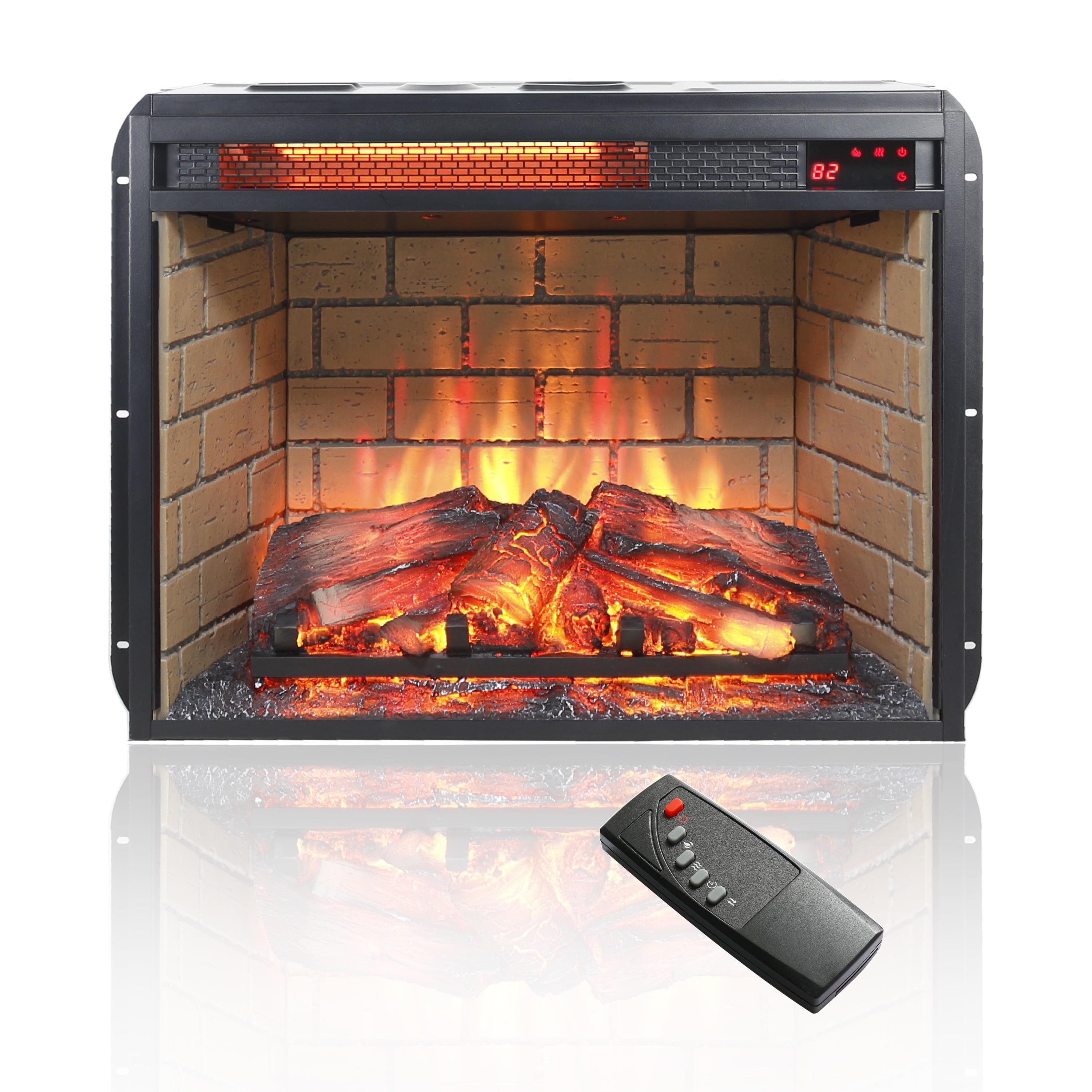 23-Inch Black Electric Fireplace Insert with Realistic Flames