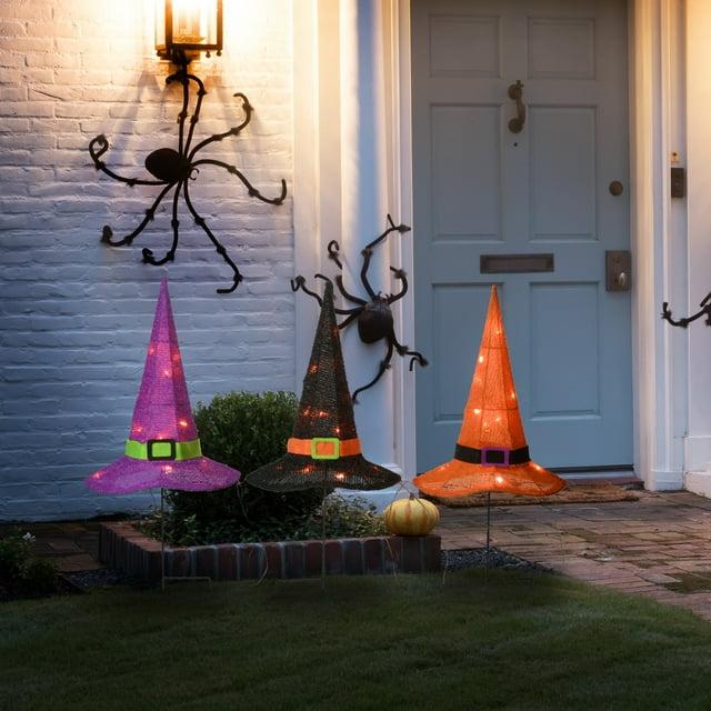 23" Prelit Multicolor Witch’s Hat Garden Stakes - National Tree Company